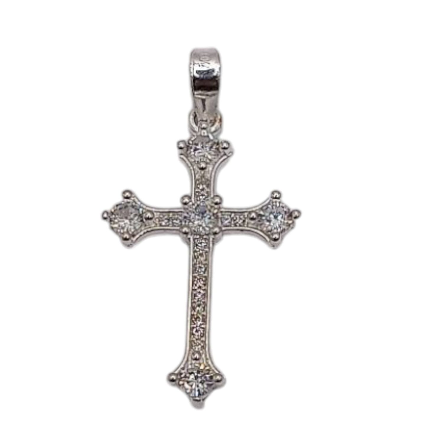 DIJE CRUZ CON CZ 3 CM PLATA .925