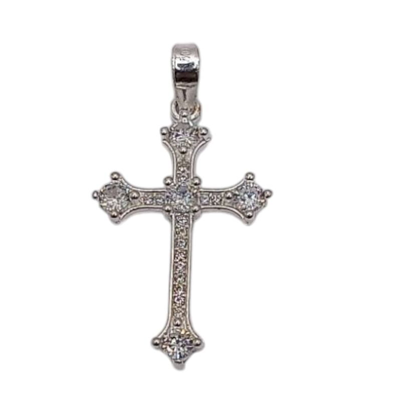 DIJE CRUZ CON CZ 3 CM PLATA .925