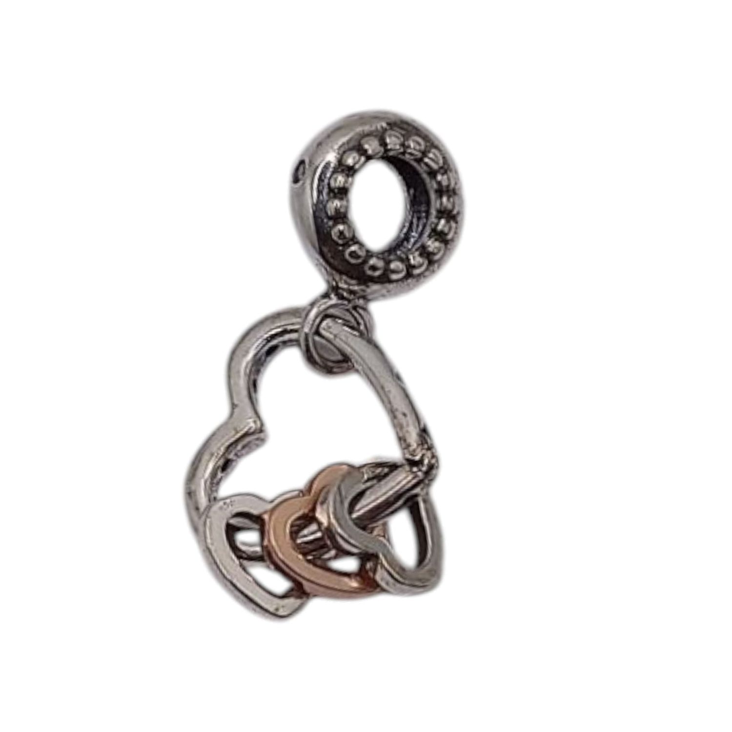 DIJE PARA PULSERA CON CORAZONES PLATA .925