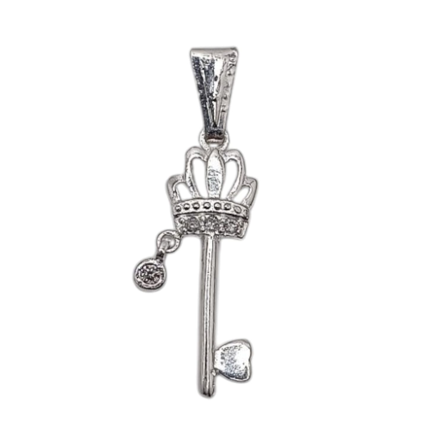DIJE DE LLAVE  CORONA CON CZ PLATA .925