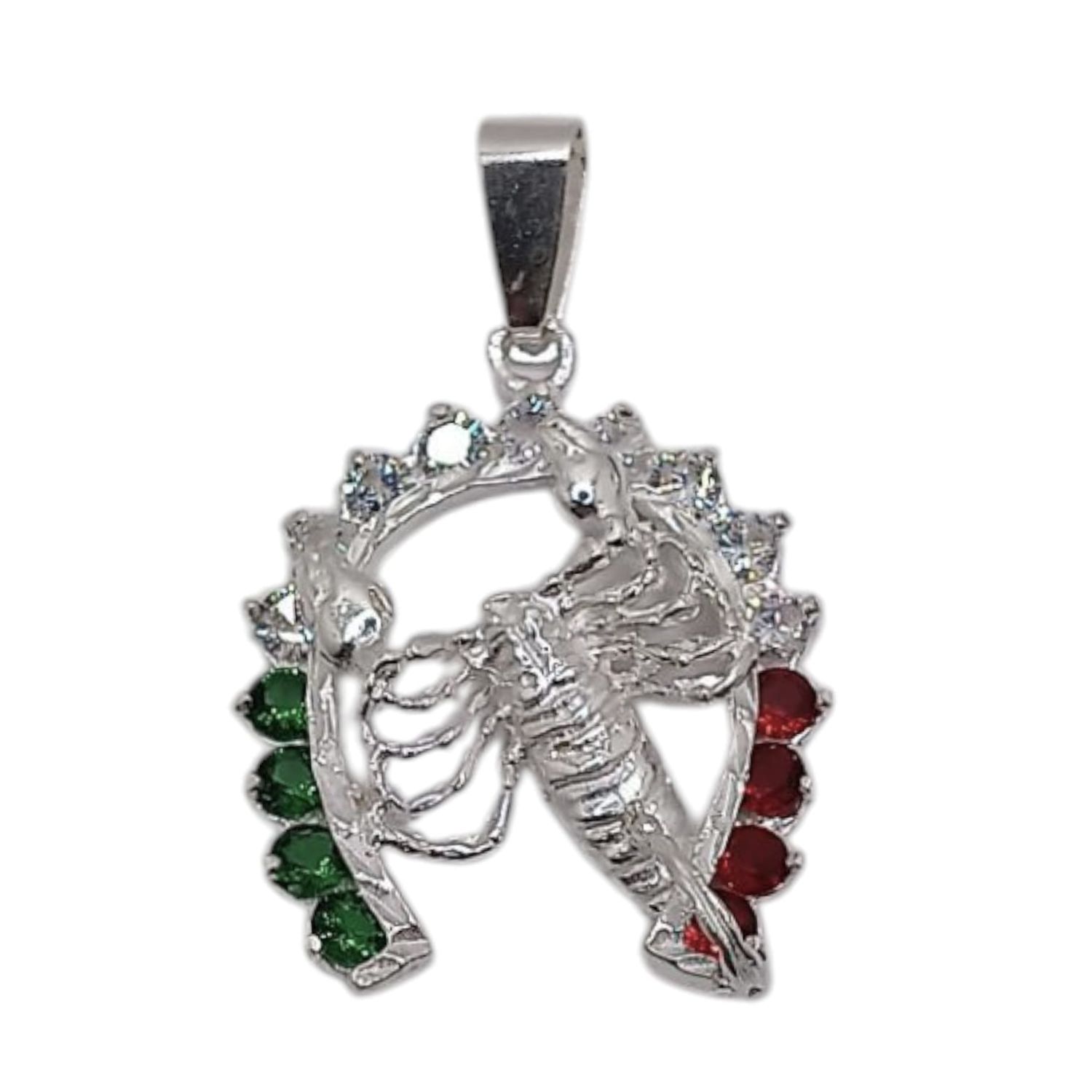 DIJE ANCLA CZ 3 COLORES CON ALACRAN 4.5 CM LARGO TOTAL PLATA .925