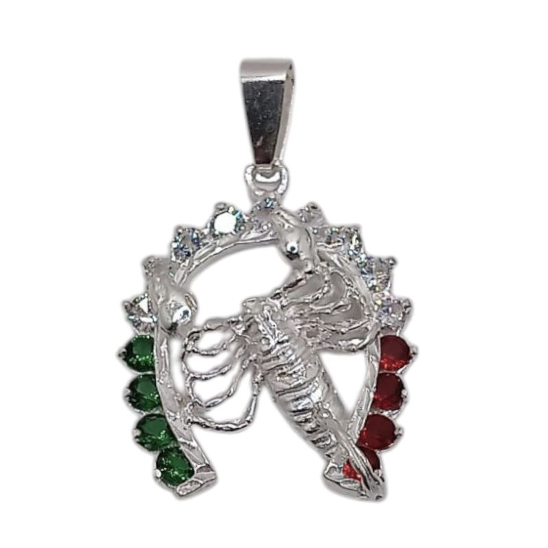 DIJE ANCLA CZ 3 COLORES CON ALACRAN 4.5 CM LARGO TOTAL PLATA .925
