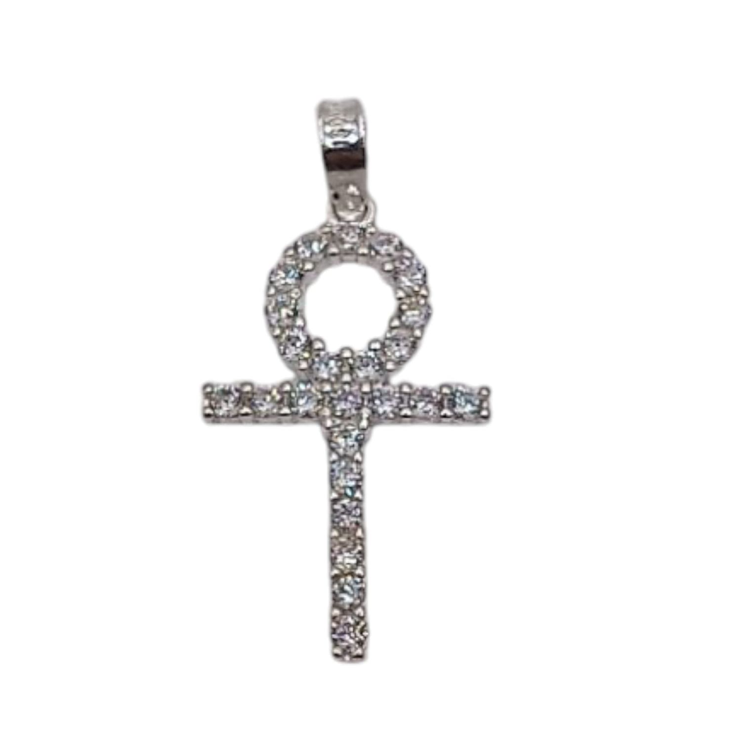 DIJE CRUZ CON CZ 3 CM PLATA .925