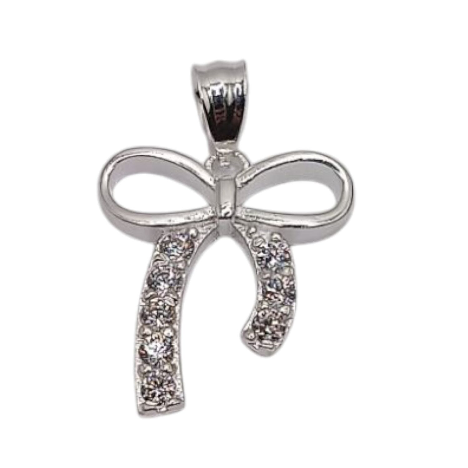 Dije Moño micropave. 2 cm. de largo. PLATA .925