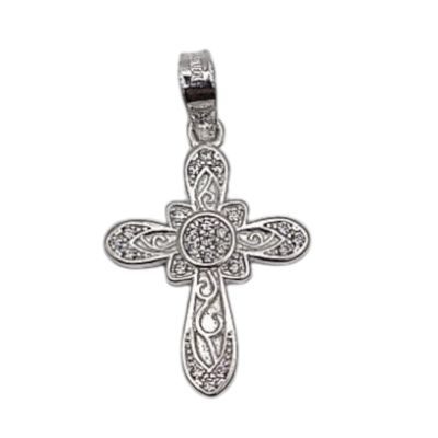 DIJE CRUZ CON MINI CZ 2.5 CM LARGO TOTAL PLATA .925