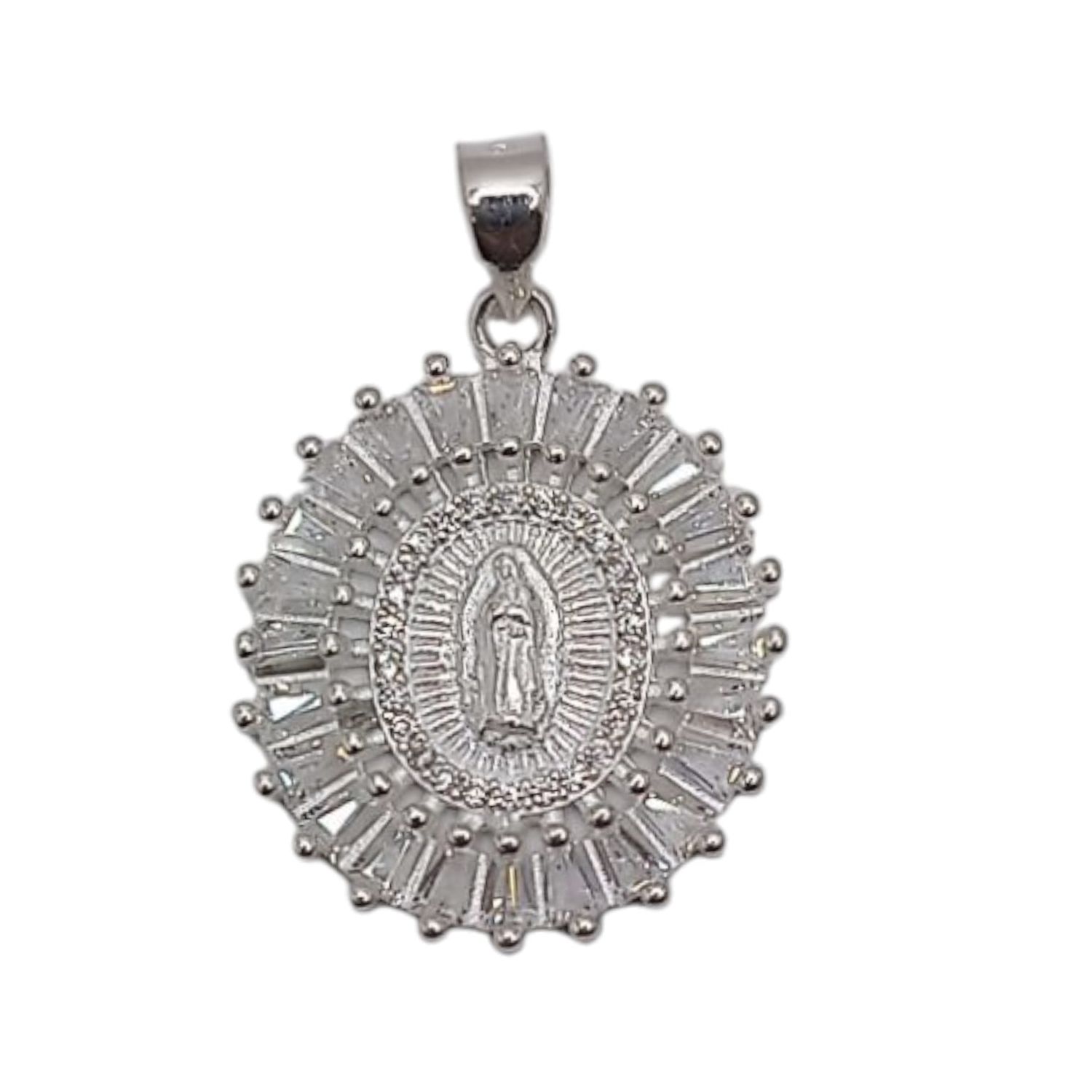 MEDALLA V DE GPE CON CZ BAGUET 2.5 CM PLATA .925