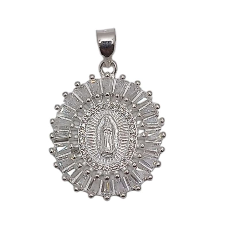 MEDALLA V DE GPE CON CZ BAGUET 2.5 CM PLATA .925