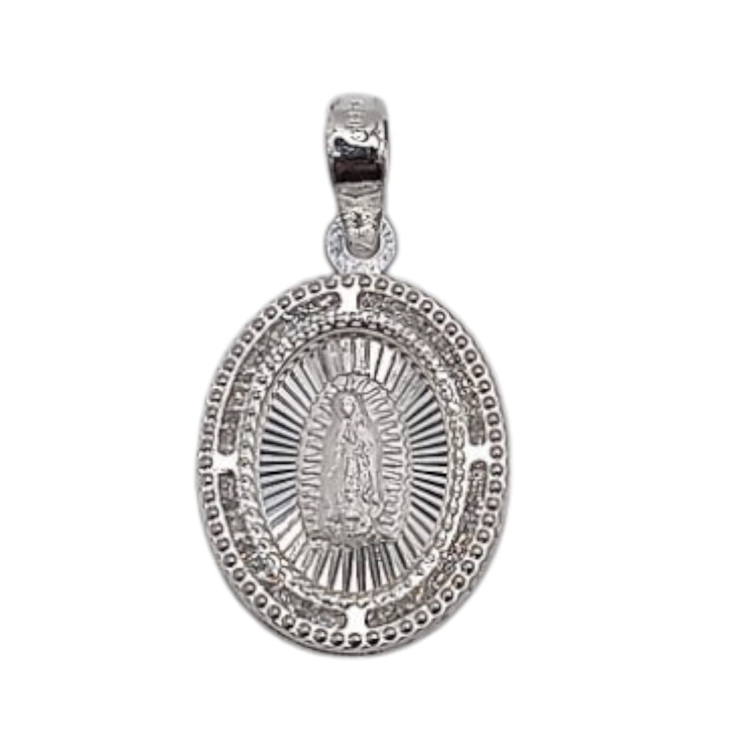 MEDALLA OVALADA V DE GPE CON CZ 2.5 CM LARGO TOTAL PLATA .925