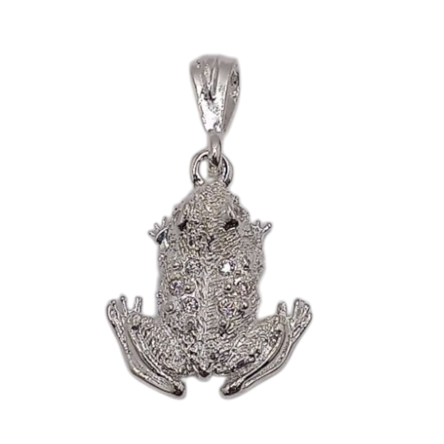 Dije Rana con minicirconias. 2.5 cm. de largo. PLATA .925