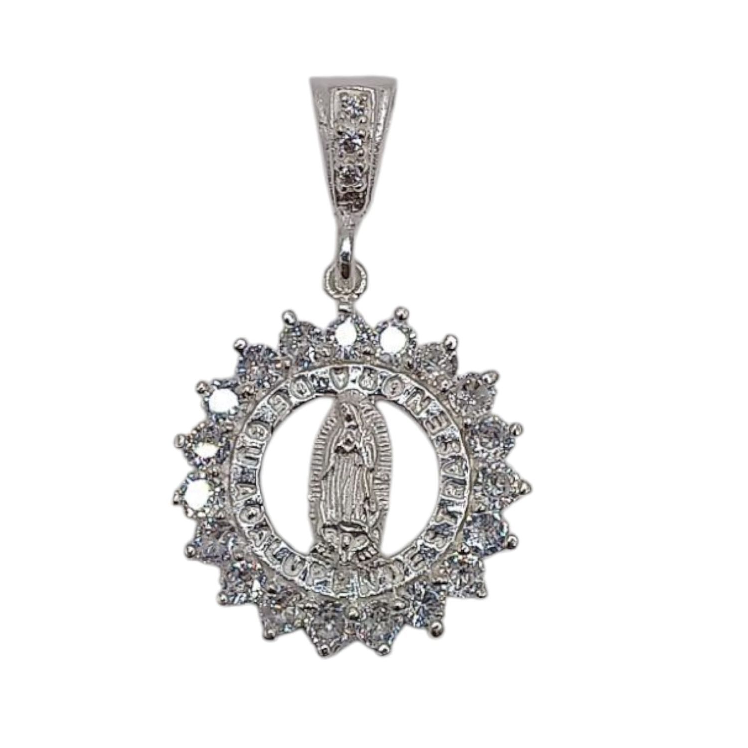 DIJE VIRGEN CZ BLANCA 3.8 CM PLATA .925