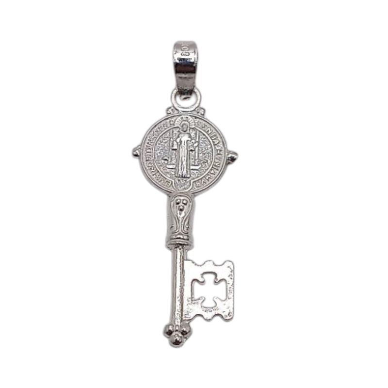 DIJE LLAVE SAN BENITO 3 CM PLATA .925