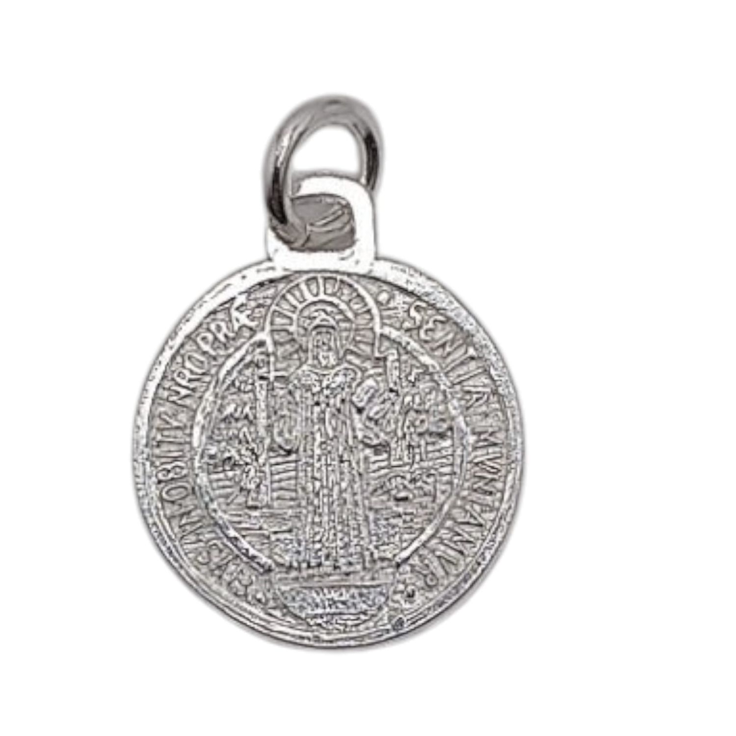 MEDALLA SAN BENITO 1.5 CM PLATA .925
