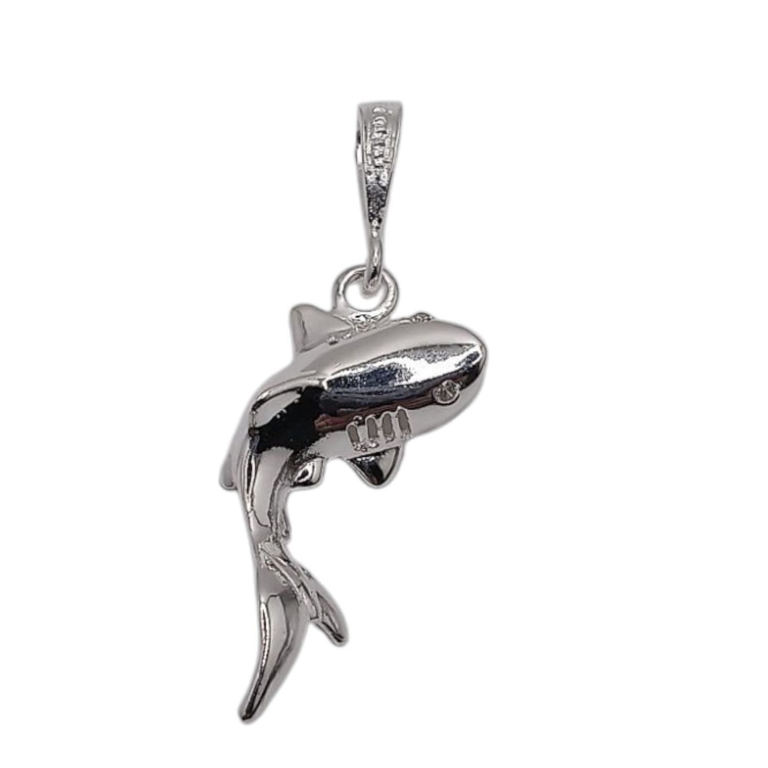 DIJE SOLIDO TIBURON  3 CM   PLATA .925
