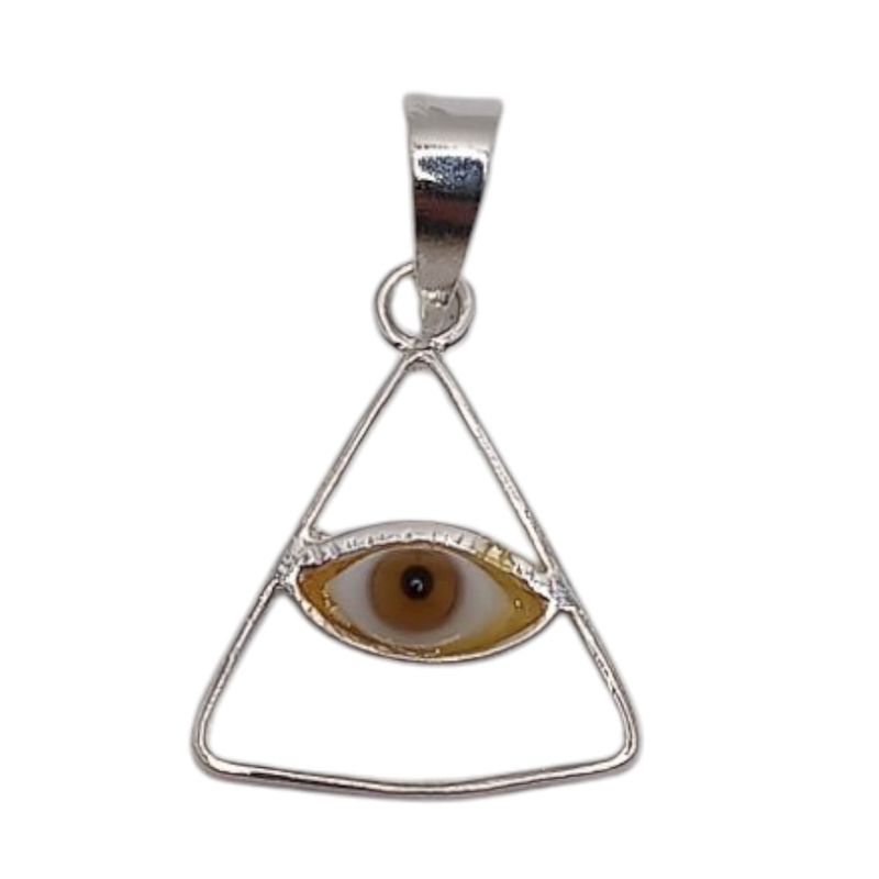 DIJE TERCER OJO CAFE. 2 CM LARGO   PLATA .925