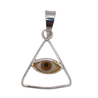 DIJE TERCER OJO CAFE. 2 CM LARGO   PLATA .925