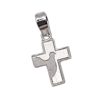 DIJE CRUZ PEQUEÑA CON ESPIRITU STO 1.8 CM LARGO TOTAL PLATA .925