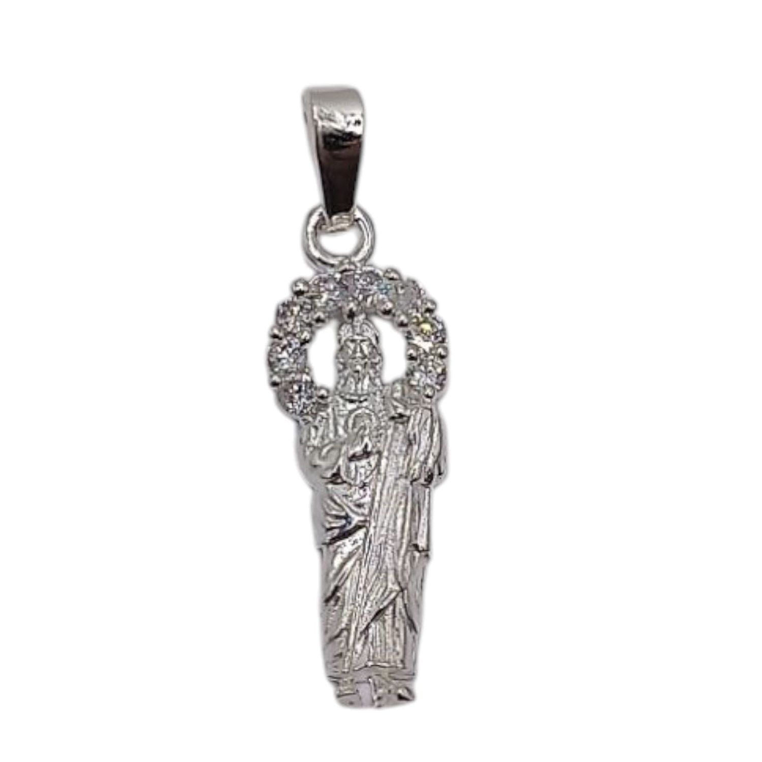 DIJE DE JESUS CON CZ BLANCA  3.5 CM PLATA .925