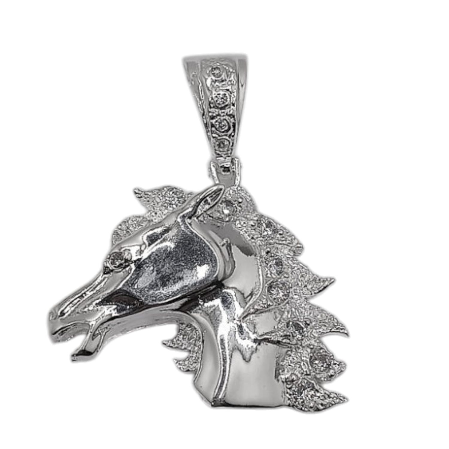 DIJE CABALLO CON CZ  4.8 CM PLATA .925