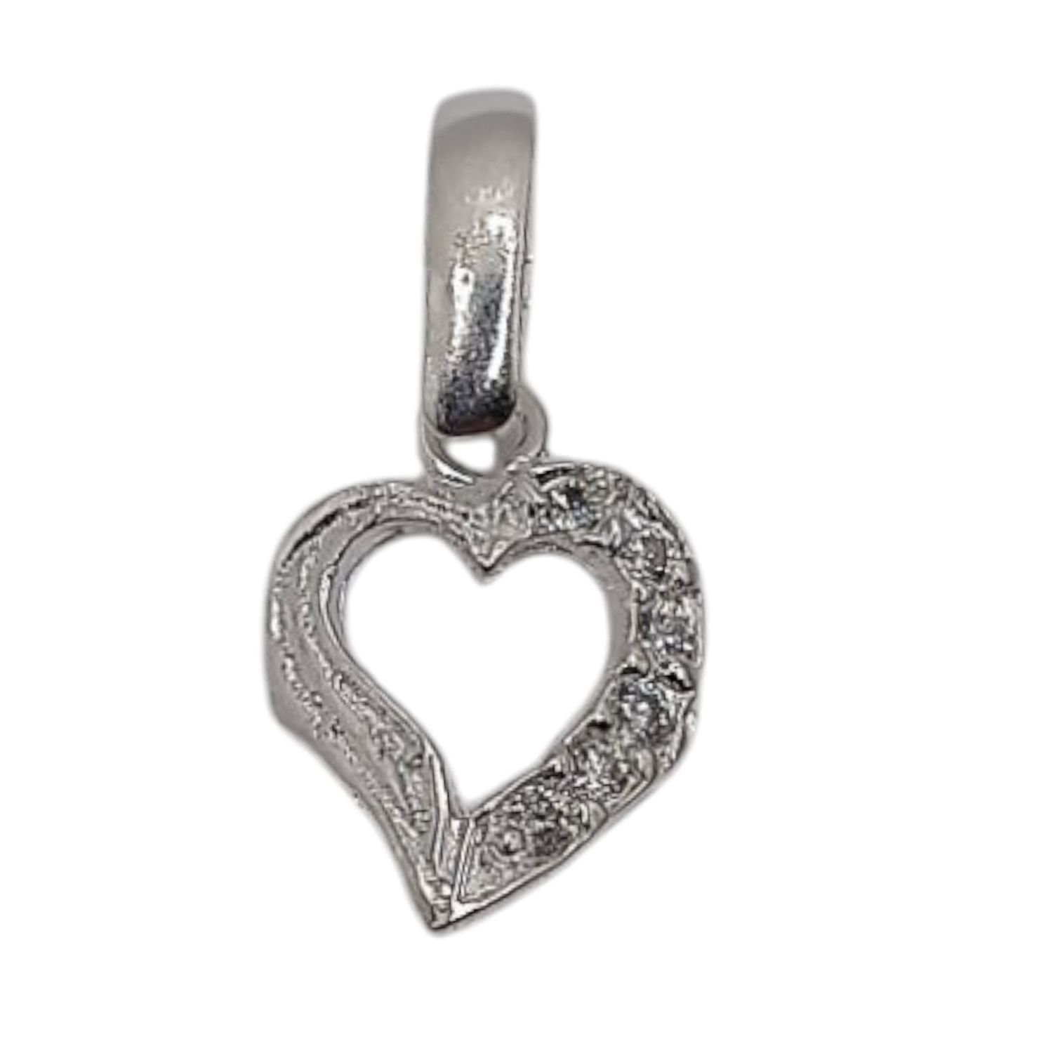 DIJE CORAZON CON CZ 1 CM  PLATA .925