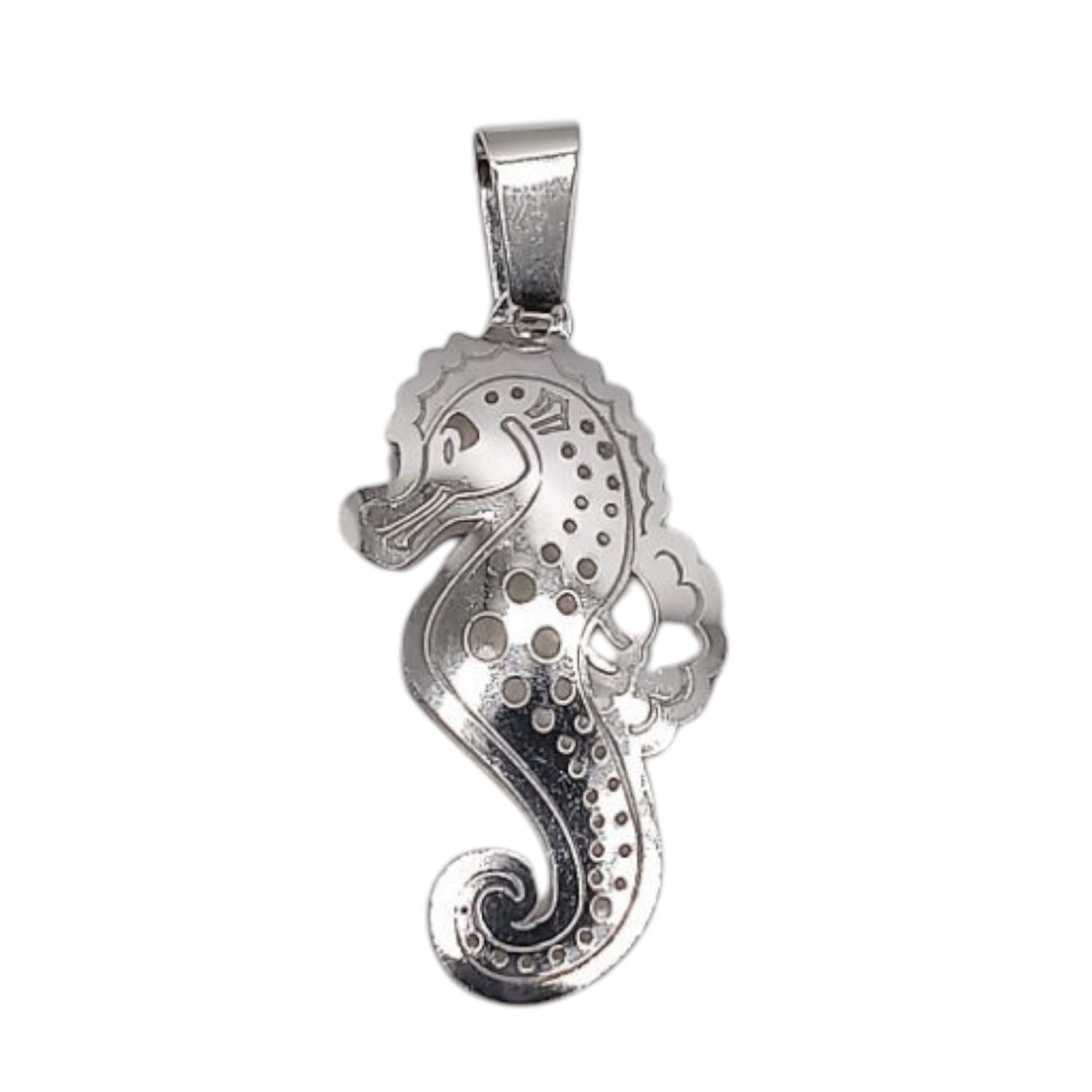 DIJE LASER CABALLITO DE MAR 4 CM, PLATA .925