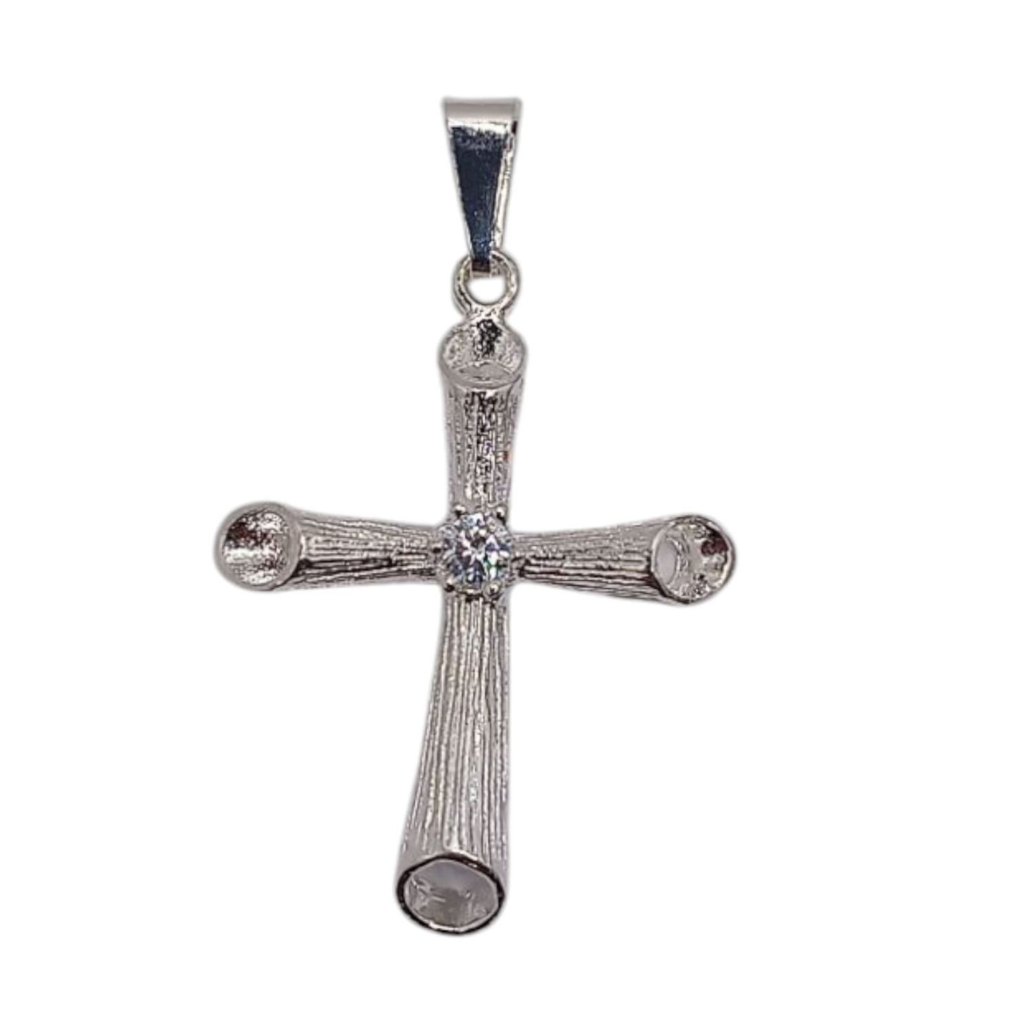 DIJE CRUZ CON  CZ,  3 CM  PLATA .925