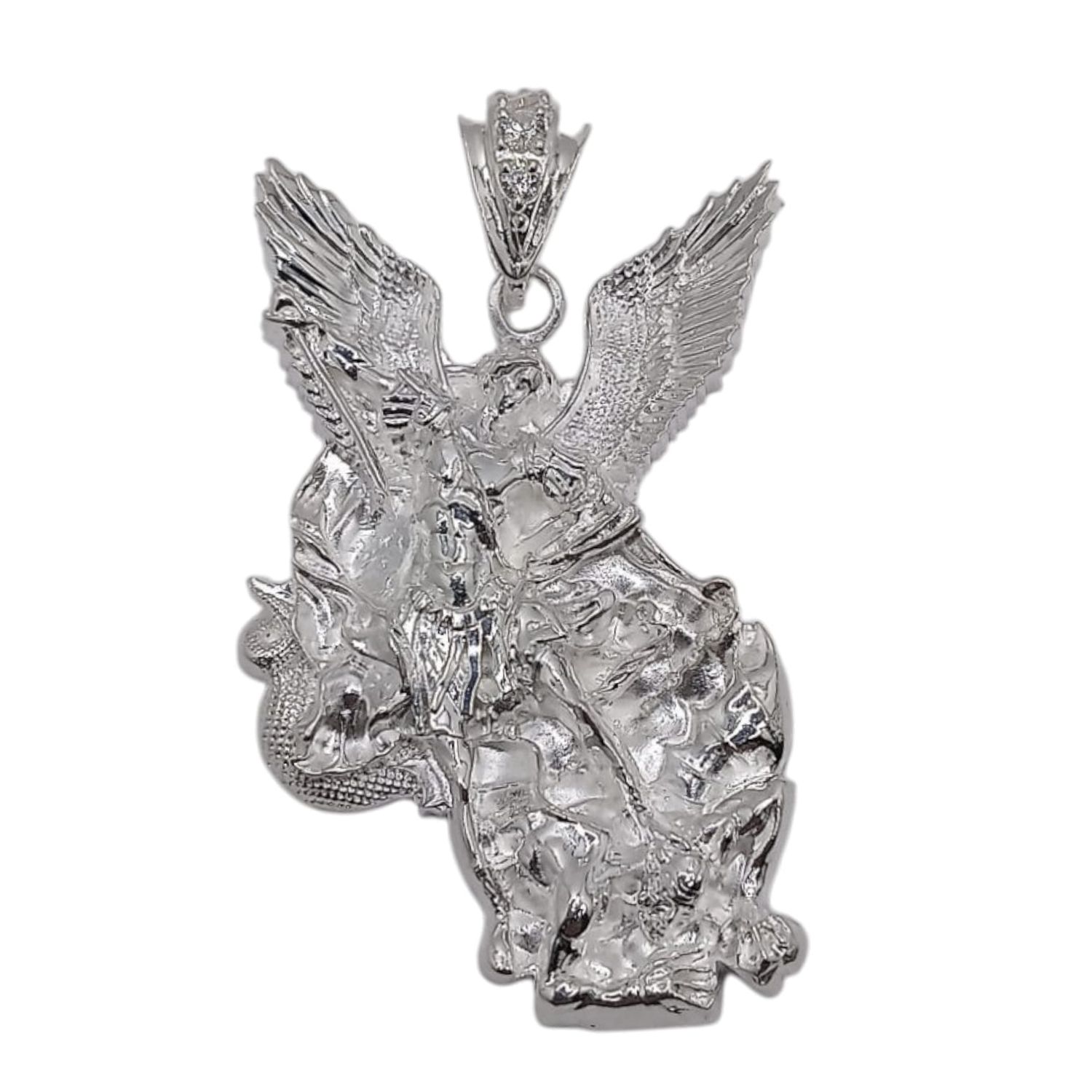 DIJE ARCANGEL SAN MIGUEL DIAMANTADO 6  CM   PLATA .925