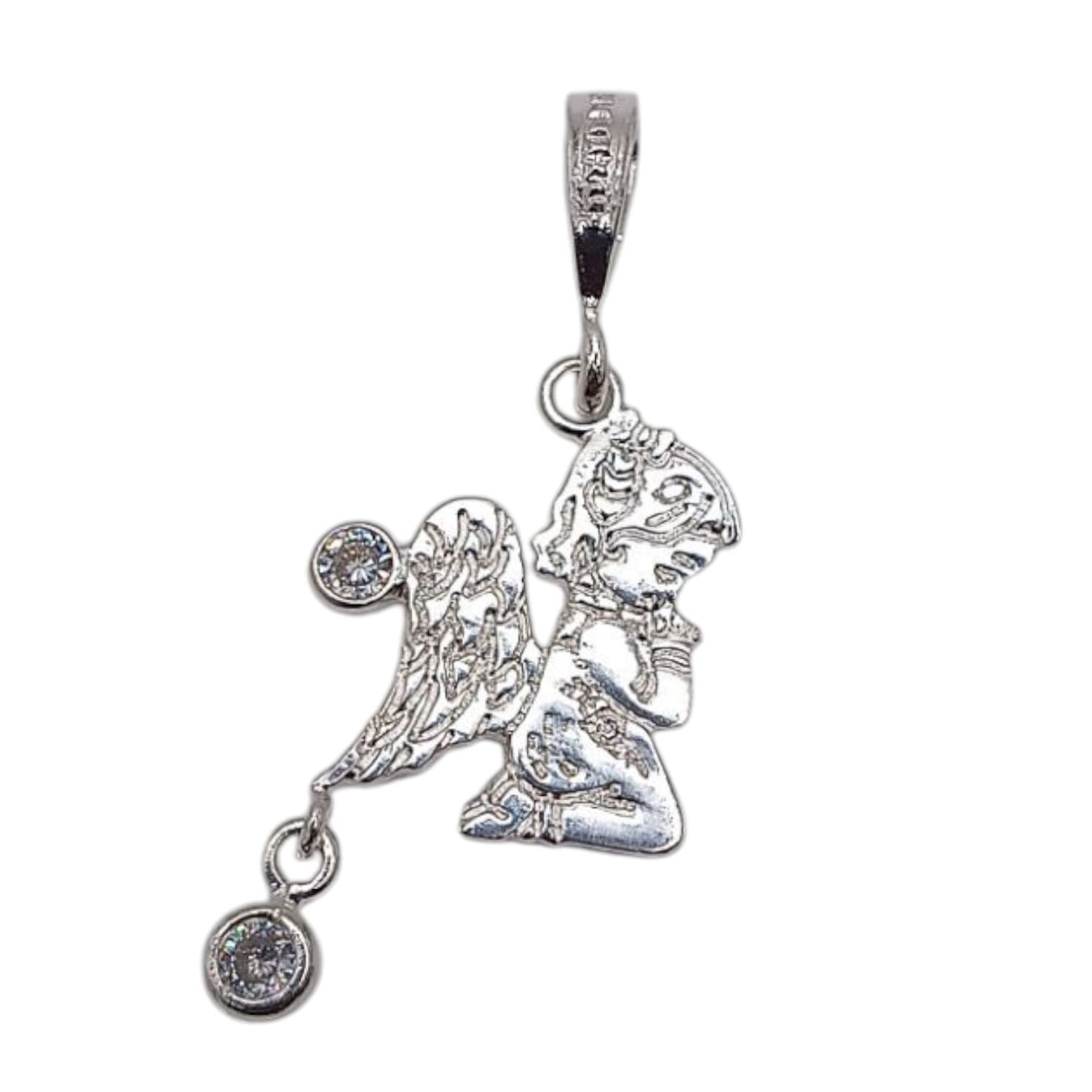 DIJE ANGELITO 3.5 CM CON ASA  PLATA .925