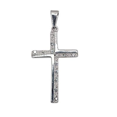 DIJE  CRUZ  CON CZ 4 CM LARGO TOTAL PLATA .925