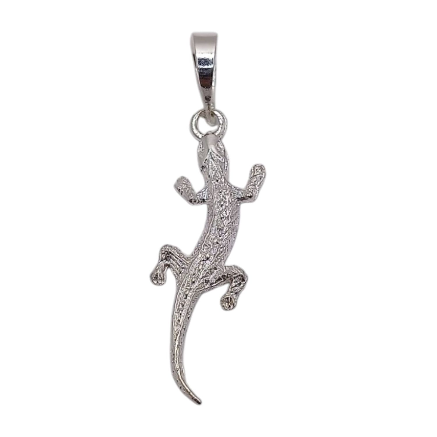 DIJE GECO DIAMANTADO 4 CM  PLATA .925