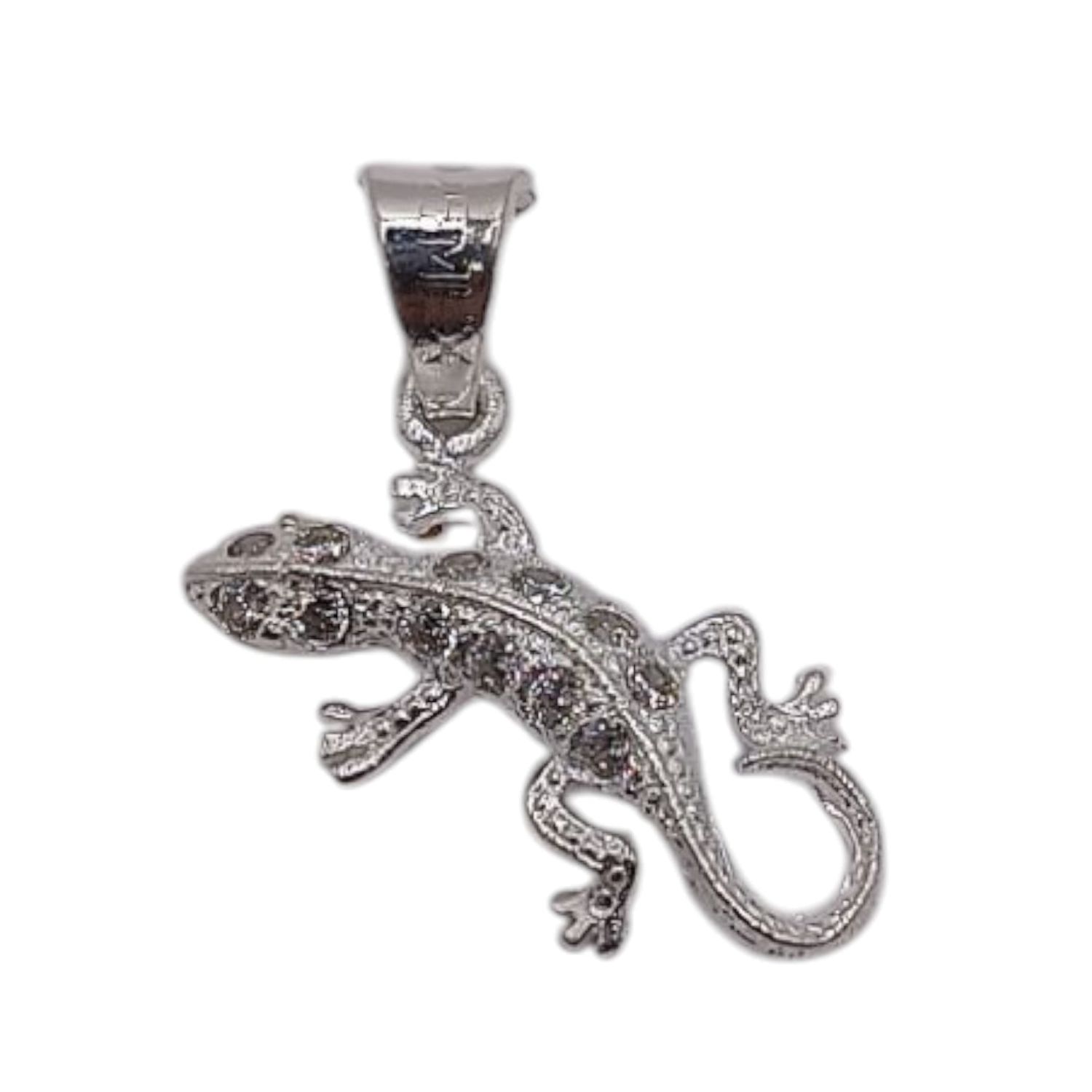 Dije Gecko con minicirconias. 2.2cm. de largo.  PLATA .925