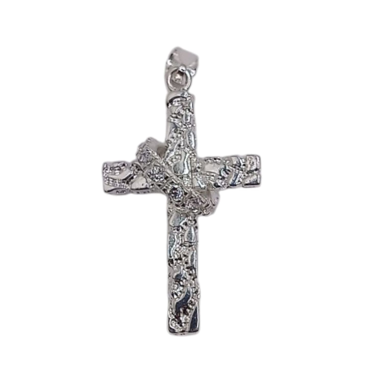 DIJE  CRUZ BARROCA 4 CM LARGO TOTAL PLATA .925