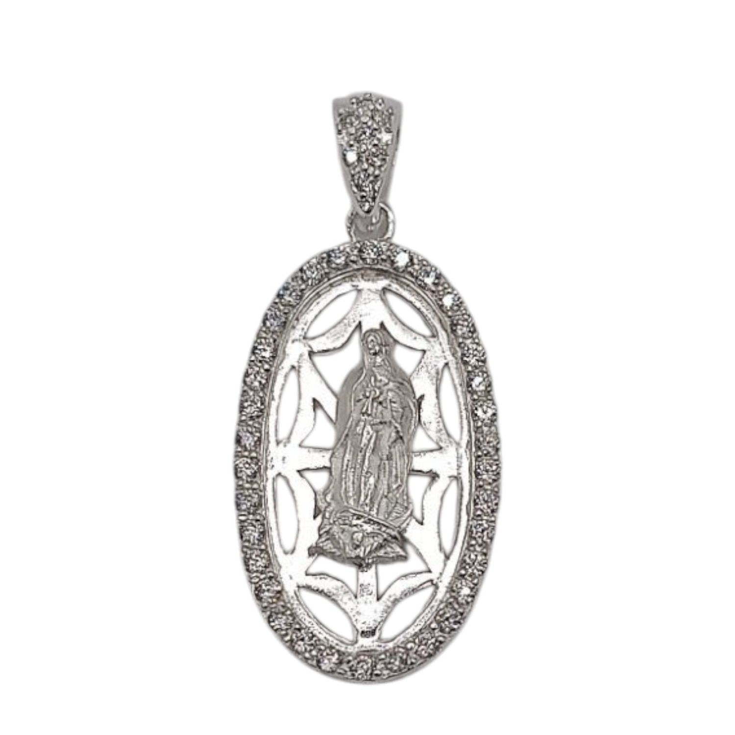MEDALLA VIRGEN DE GPE 3.7 CM CON ASA  PLATA .925