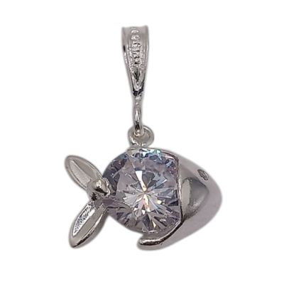 DIJE PEZ CON CZ  2 CM  PLATA .925