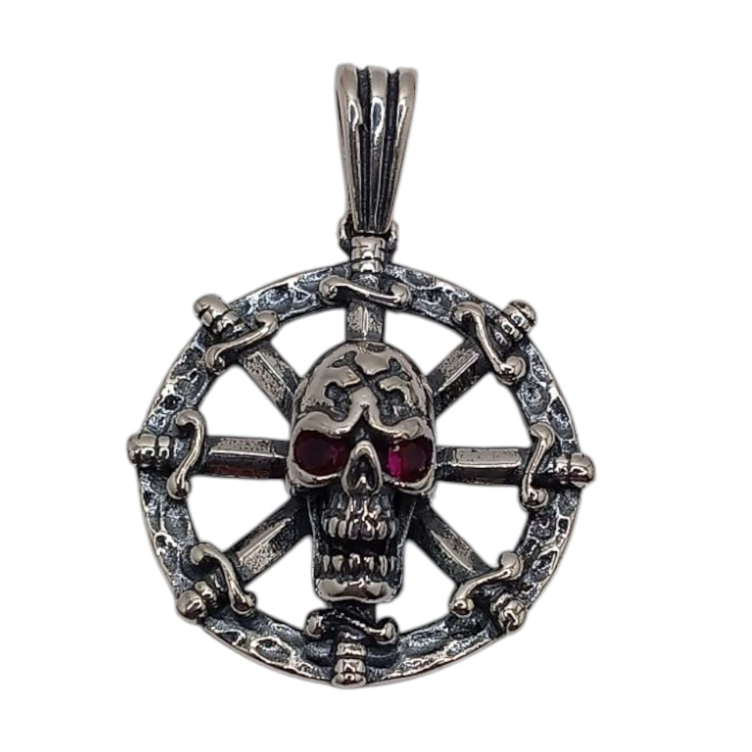 DIJE TIMON CON CALAVERA 4 CM LARGO TOTAL, PLATA .925