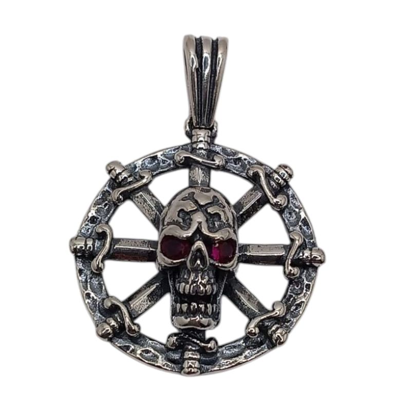 DIJE TIMON CON CALAVERA 4 CM LARGO TOTAL, PLATA .925
