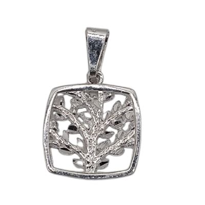 DIJE ARBOL DE LA VIDA DIAMANTADO 1.5 CM  PLATA .925