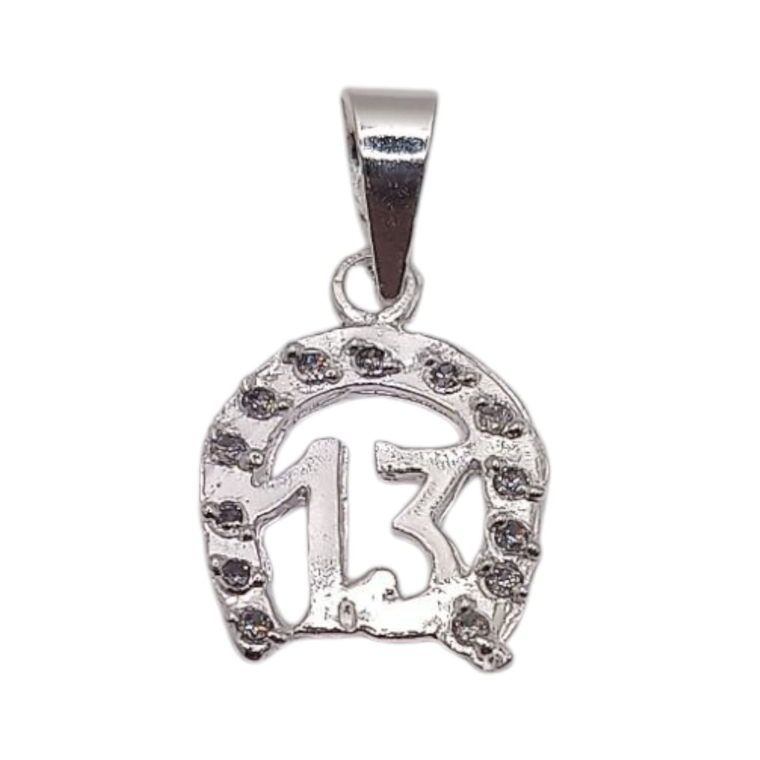 DIJE  HERRADURA DE LA SUERTE #13  1&quot; PLATA .925