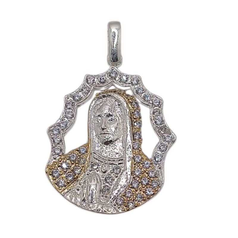 DIJE Virgen  DE Gpe 2 COLORES CON CZ 3.5 CM PLATA .925