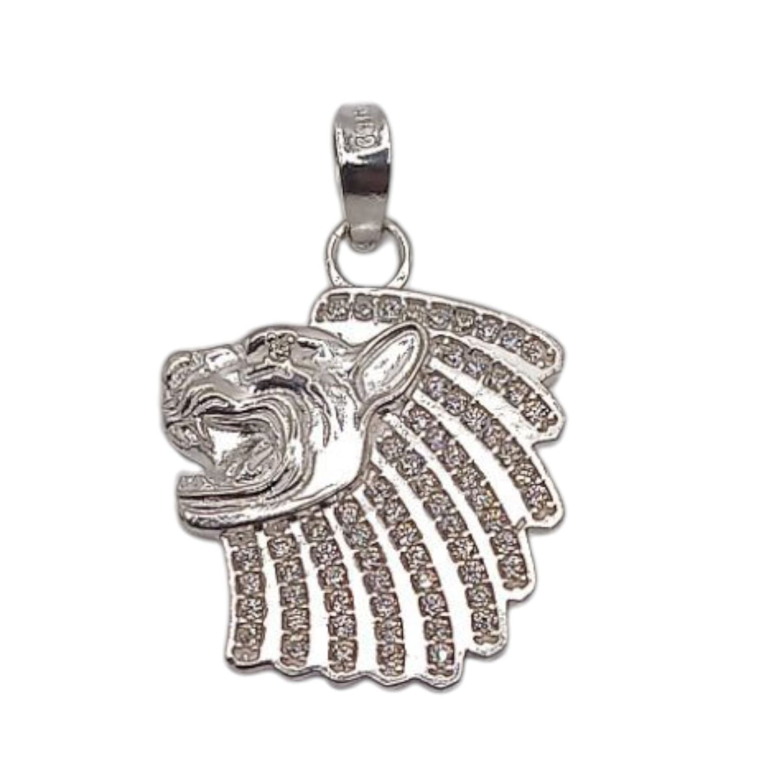 DIJE DE LEON CON CZ 2.5 CM PLATA .925