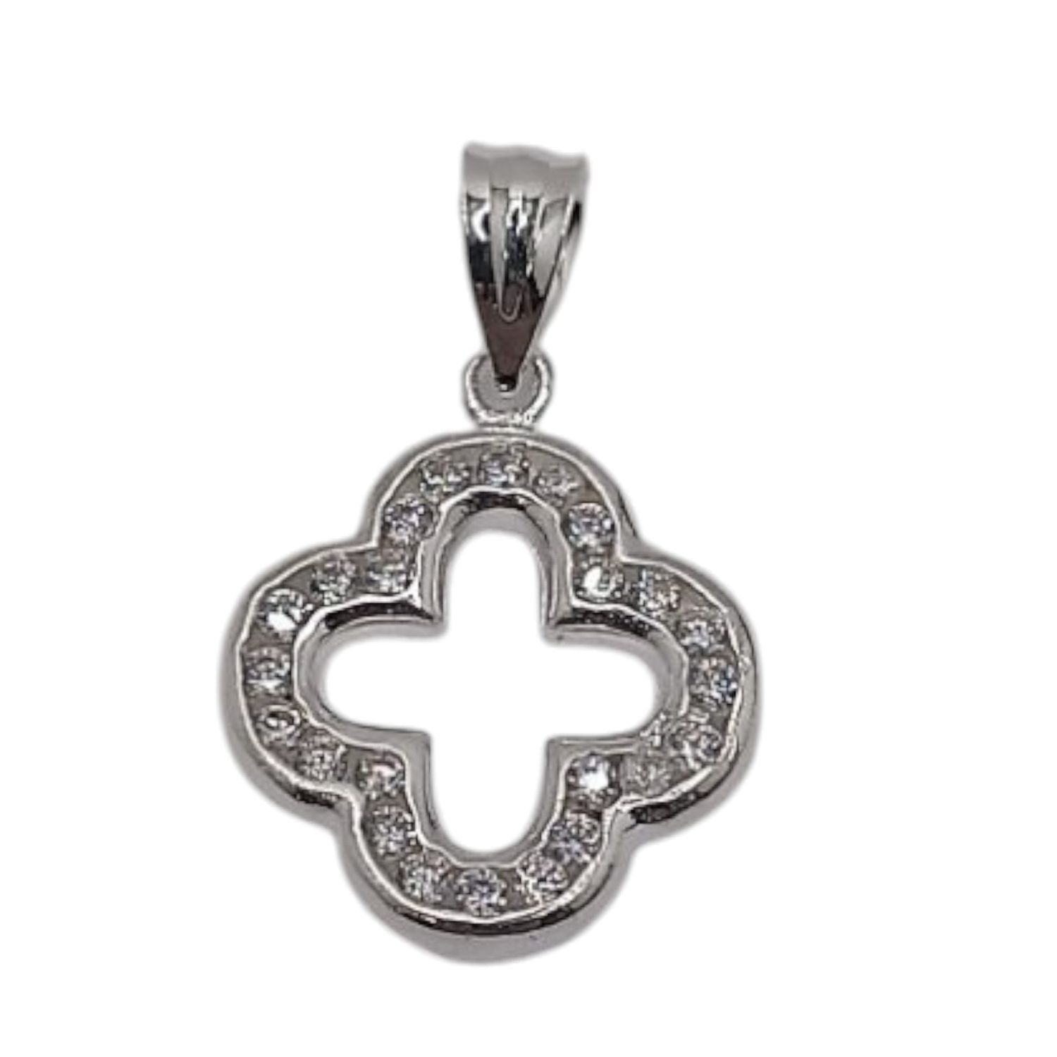 DIJE TREBOL CANAL CON CZ 1.5 CM PLATA .925