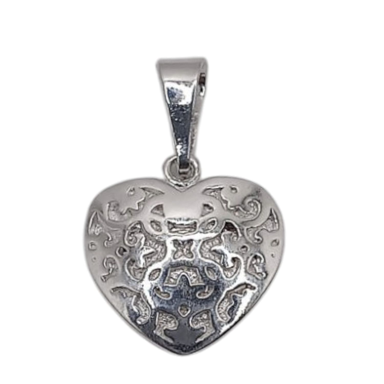 DIJE CORAZON CALADO FANCY  PLATA .925