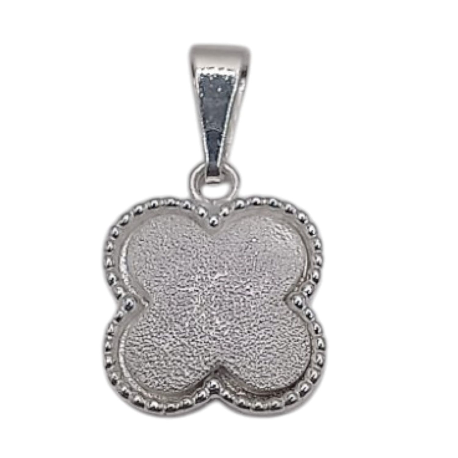 DIJE TREBOL  DE LA SUERTE MATE 2.3 CM LARGO TOTAL PLATA .925