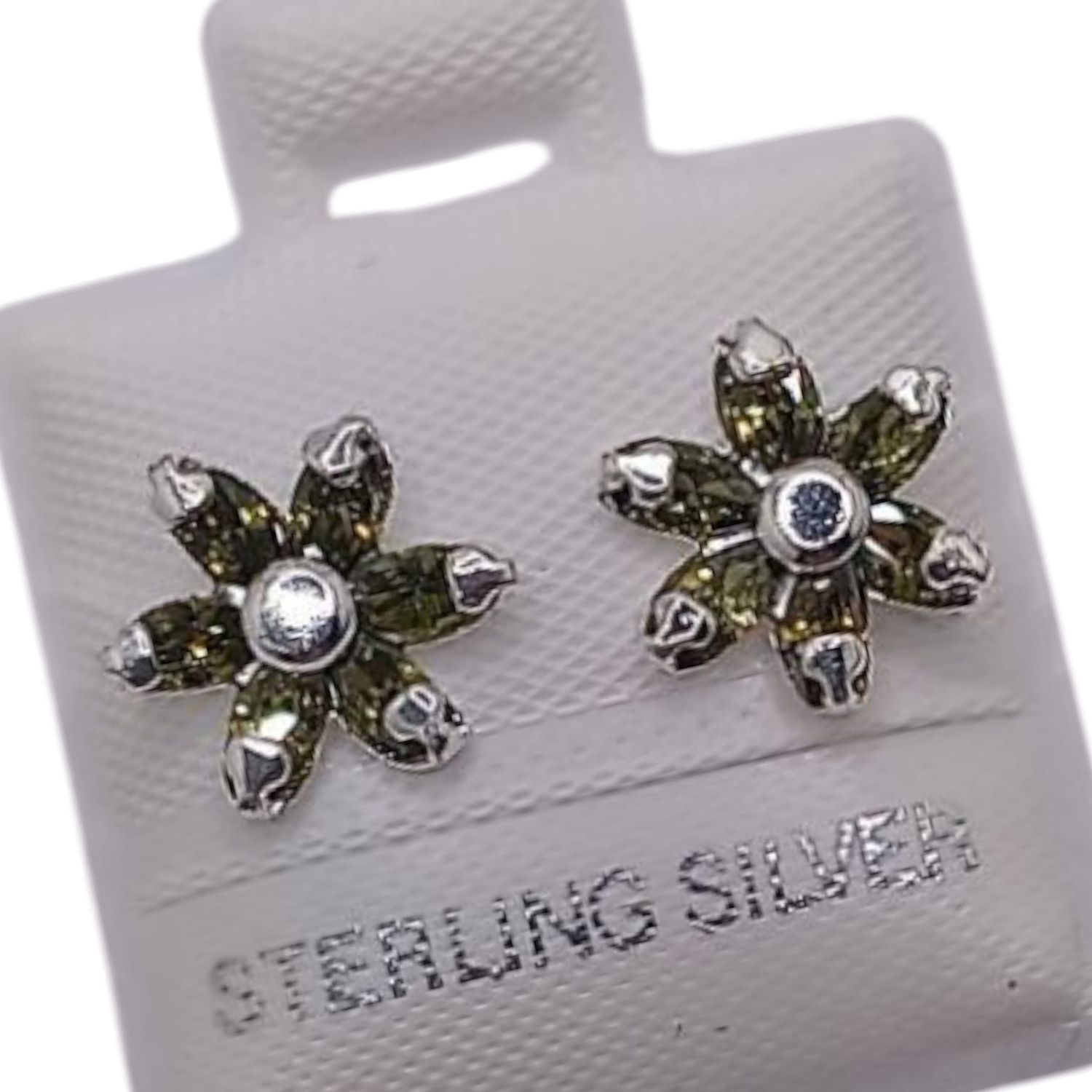 BROQUEL FLOR CZ OLIVO, BROCHE BOLITA