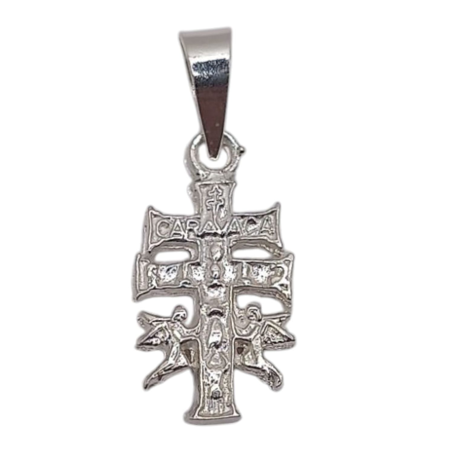 DIJE CRUZ DE CARAVACA AMBOS LADOS 1&quot; PLATA .925
