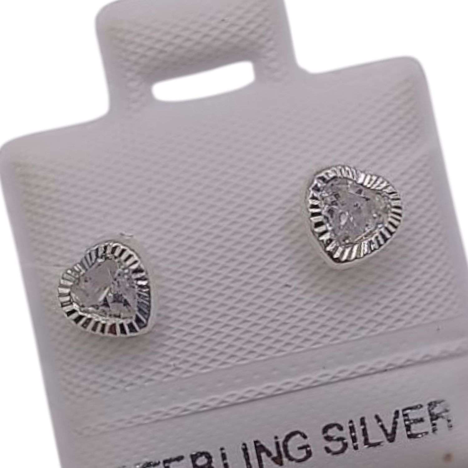 BROQUEL CORAZON BISELADO CON CZ BCA BROCHE BOLITA, PLATA .925