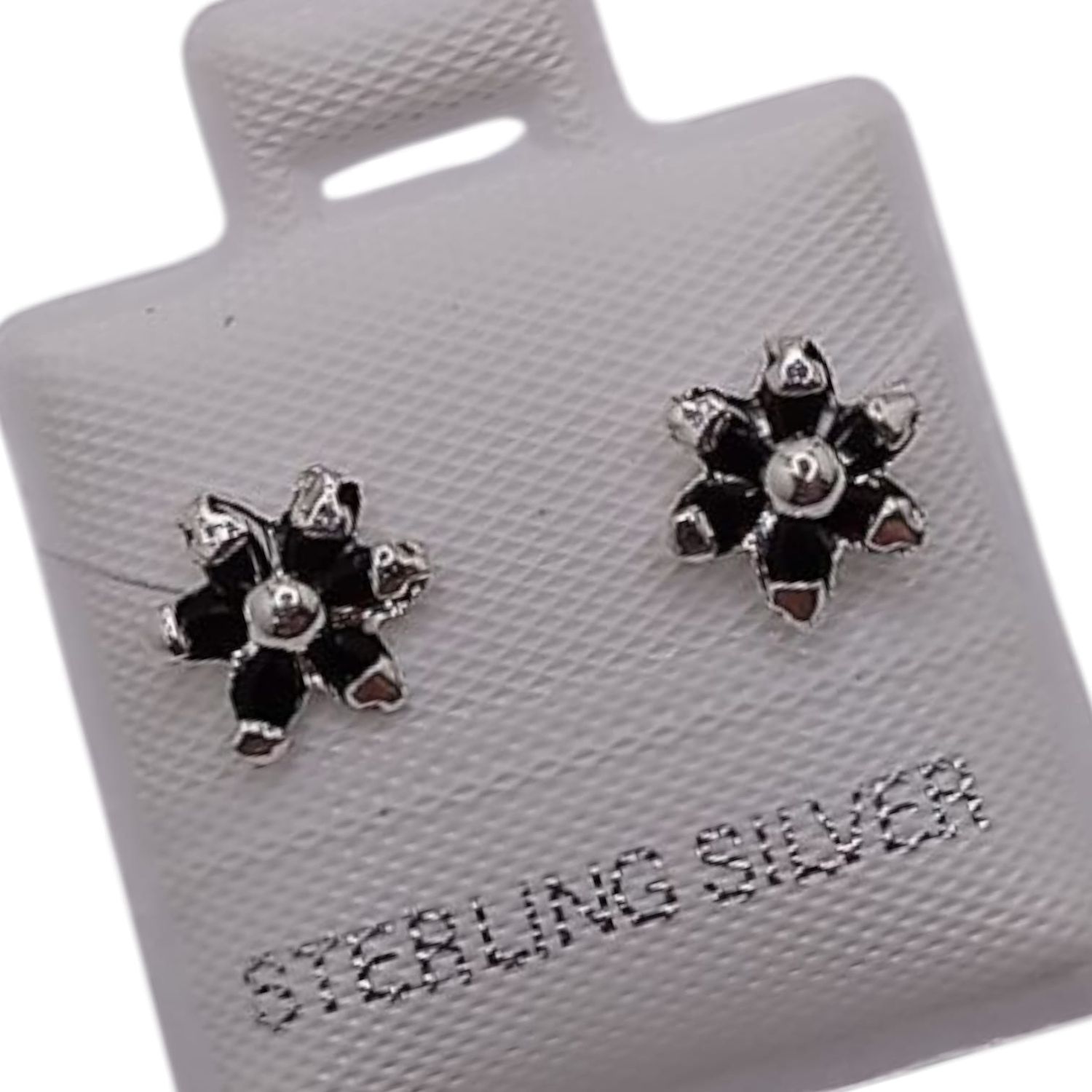 BROQUEL FLOR CZ NEGRA, BROCHE BOLITA, PLATA .925