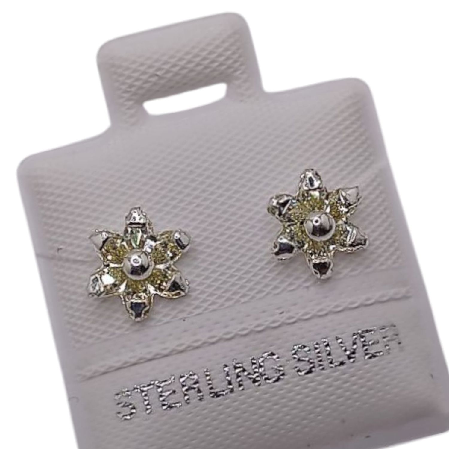 BROQUEL FLOR CZ AMARILLA, BROCHE BOLITA , PLATA .925