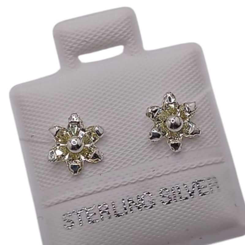 BROQUEL FLOR CZ, BROCHE BOLITA, PLATA .925