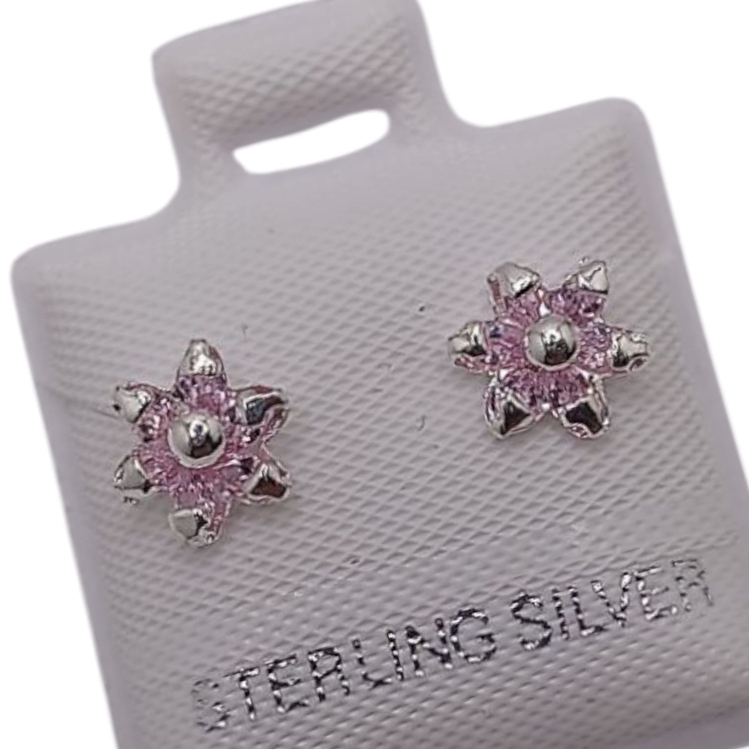 BROQUEL FLOR CZ  ROSA, BROCHE BOLITA, PLATA .925