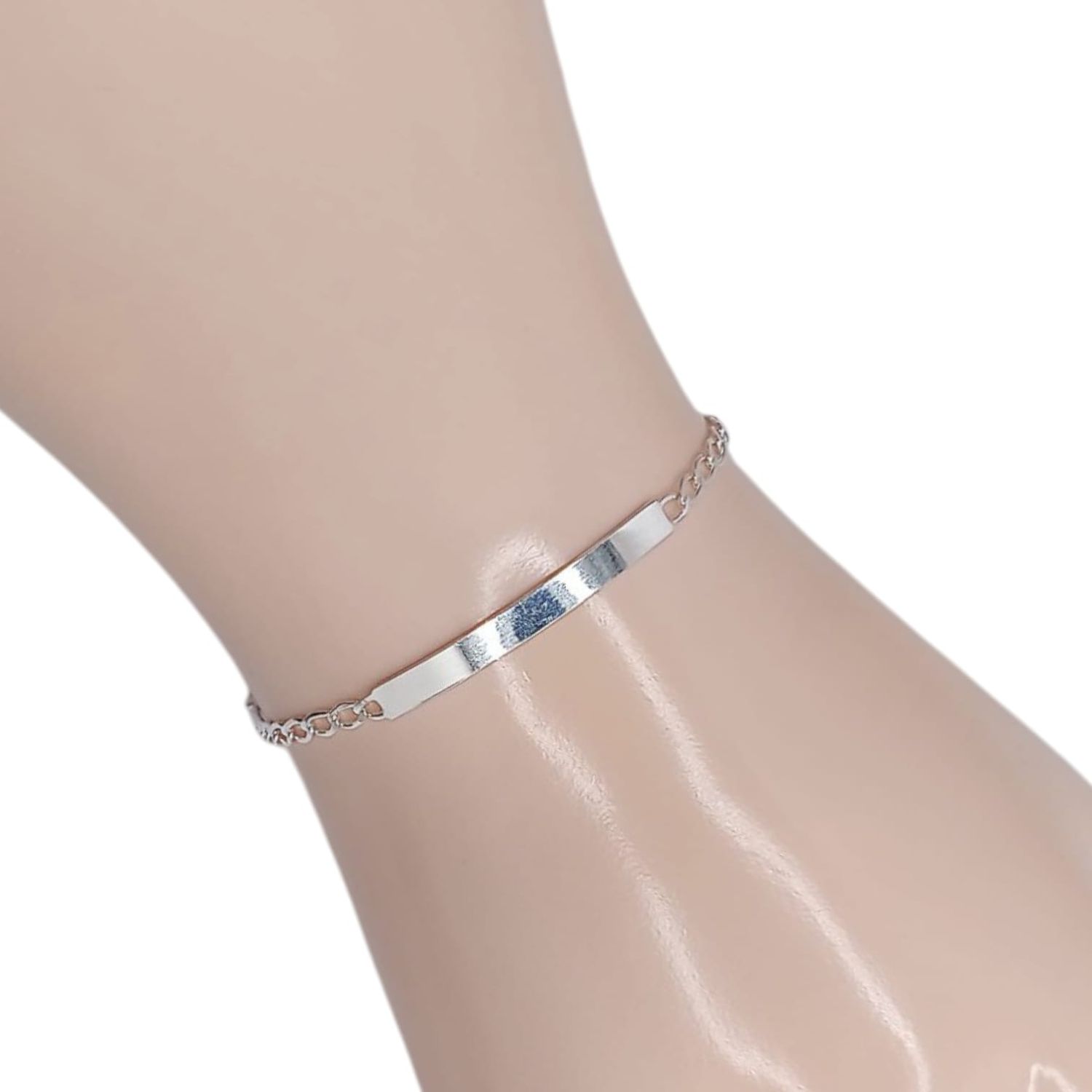 PULSERA CUBANA CON PLACA 5.5&quot;  2.5 MM, PLATA .925
